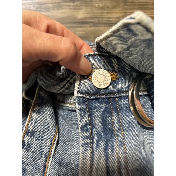 Guess Fold Over Waistband Jeans Womens Size 29 Straight Light Wash - Picture 2 of 7